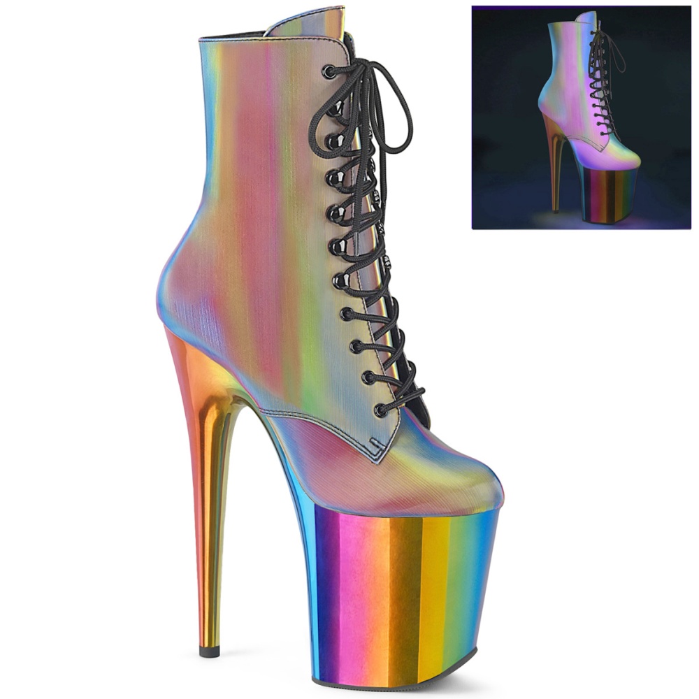 Pleaser - FLAMINGO-1020RC Plateau Laarzen, Paaldans schoenen - Paaldans schoenen - Multicolours